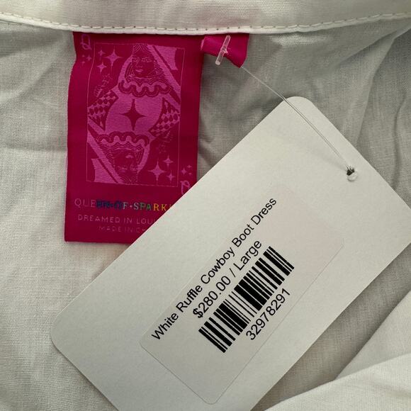 Queen of Sparkles Ruffle Cowboy Boot Dress White - Picture 9 of 10